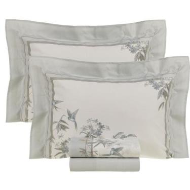 Imagem de Jogo de Cama Casal Lençol 100% Algodão Percal 200 Fios Alanis 4 Peças 