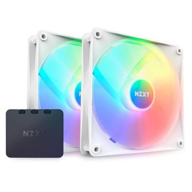 Imagem de Kit com 2 Ventoinhas NZXT F140RGB Core, 140mm, RGB, Branco - RF-C14DF-W1-Unissex