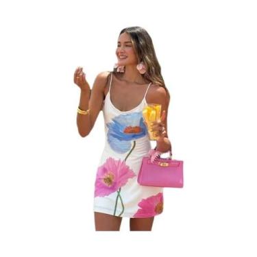 Imagem de Vestido Mini Branco Sem Mangas Com Alças E Costas Descobertas Para Mul