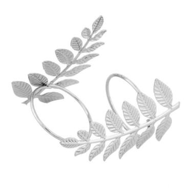 Imagem de 4 Anéis para Guardanapos Wolff Folha Prata de Metal 8cm