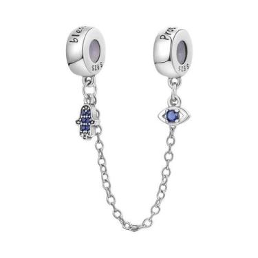 Imagem de Pulseira Feminina De Prata 925 Com Berloques De Café E Corrente De Seg