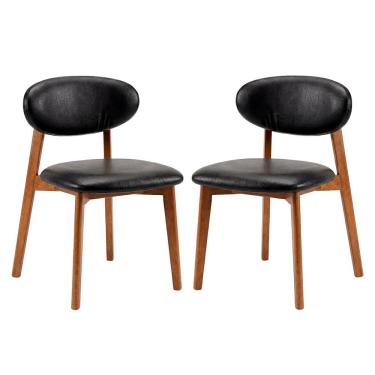 Imagem de Kit 2 Cadeiras de Jantar em Madeira Laura Estofada Couríssimo Preto CCS