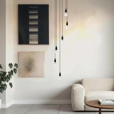 Imagem de Lustre para sala Pratic 6 lâmpadas Preto pé direito alto - Otago