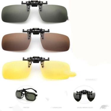 Imagem de Clip On Dobravel Sobrepor Óculos Solar Ou Grau Amarelo Visao - Mrvenda