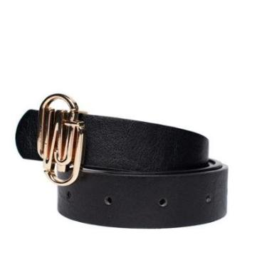 Imagem de Cinto Feminino WJ 21028 PU Fivela Logo Dourada Preto-Feminino