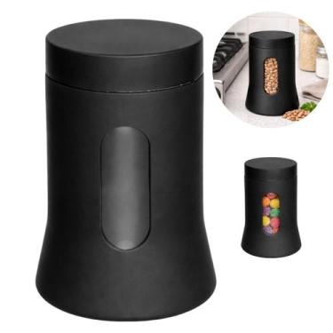 Imagem de Pote Vidro 1L Visor Nero Tampa Preta Hermético - Eti