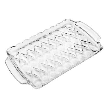 Imagem de Bandeja 35 Cm De Cristal Com Alça Transparente Angel Wolff - 0