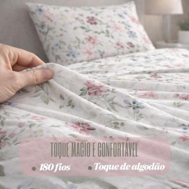 Imagem de Jogo de Cama Queen 4 Peças Camesa Micro Cotton 180 Fios Lençol com Elá