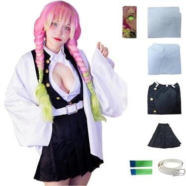 Imagem de CHENYIZDQ Mitsuri Amaidera Cosplay Love Hashira Cosplay Fantasia de Cosplay Conjunto Completo Mulher Fantasma Matar Equipe Uniforme Fantasia de Halloween (Preto, P)