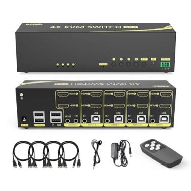 Imagem de eKL Hdmi Kvm Switch 4 Entradas E 2 Saídas Monitor Duplo Display Estendido 4K A 60Hz 4:4:4 Com Áudio Hub Usb 2.0 Compartilhando Teclado Mouse Para Pc
