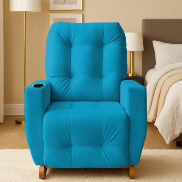 Imagem de Poltrona de Amamentação Balanço Suede Antonella Puff Turquesa