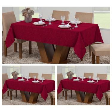 Imagem de Kit 3 Toalhas Mesa Luxo Retangular Sala Jantar Jacquard 6 Lugares - Ac