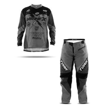 Imagem de Calça e Camisa Motocross Insane X - Pro Tork, Cinza, M - 46