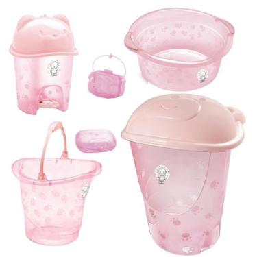 Imagem de Kit Cesto de Roupa De Bebê Adoleta Bacia Balde Lixeira Porta Chupeta S