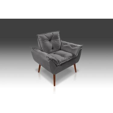 Imagem de Poltrona Opala Com Fibra Siliconada Suede Cinza Chumbo-PANDORA DECOR -