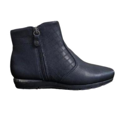 Imagem de Bota Feminino PICCADILLY Anabela Cano Curto de Zíper 147315, Preto, 35
