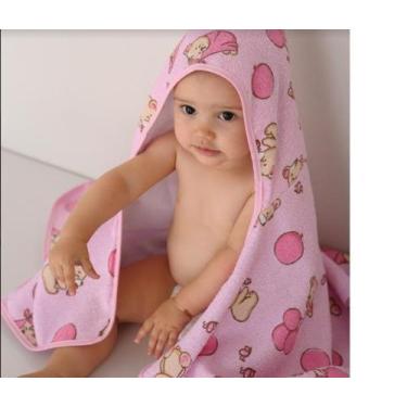 Imagem de Toalha Banho Bebe Toalha C/ Forro Fralda 70x90cm Bercinho