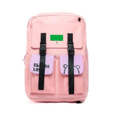 Imagem de Mochila Bolsa Feminina Escolar Juvenil Kawaii Urso Love - Klizz, Rosa