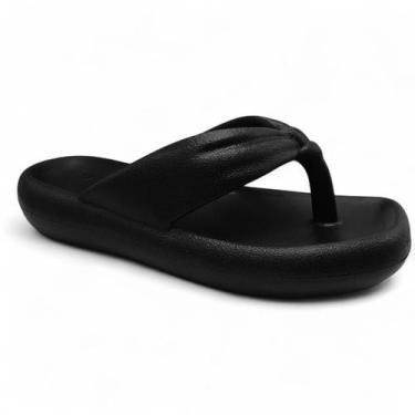 Imagem de Chinelo Plataforma Usaflex Poofy em EVA Estilo e Conforto, Preto, 38