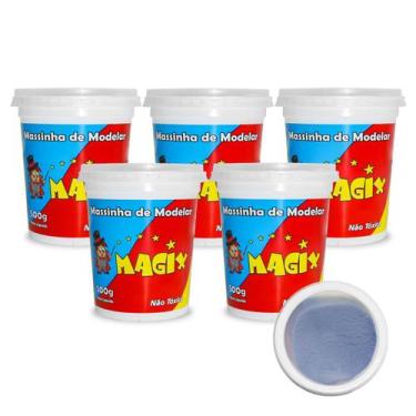 Imagem de Kit 5 Potes Massa Massinha de Modelar Infantil 500g Escolar - MAGIX KI