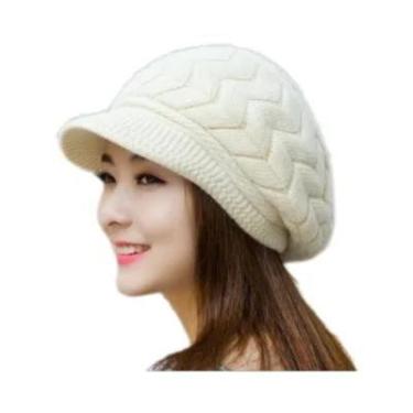 Imagem de Gorro De Lã Quente E Espesso Com Ponto Trançado, Proteção Contra O Ven