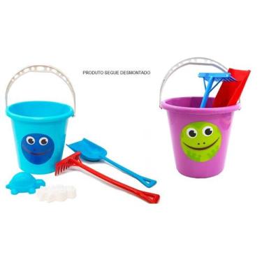 Imagem de Kit 2 Balde de Praia com Rastelo e Pá + Forminha Colorida - MINI TOYS,