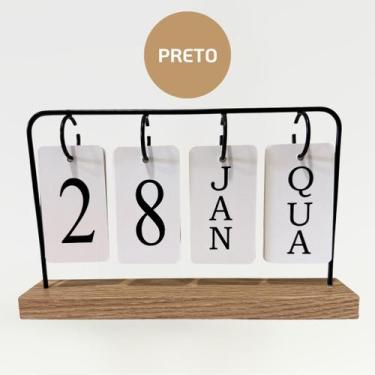 Imagem de Calendário de Mesa de Madeira Dourado ou Preto Elegante Decorativo Per