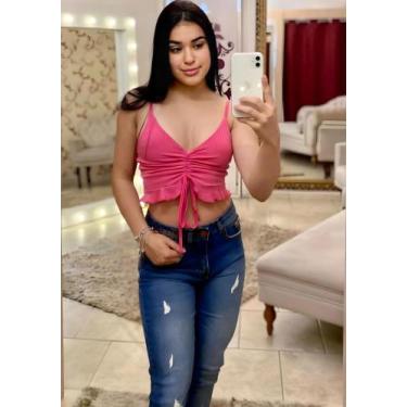Imagem de Top Cropped Feminino de Alça Com Franzido - PURAMANIA, Rosa, PP