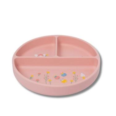 Imagem de Pratinho de silicone com ventosa e divisória fadinha rosa - bup baby -