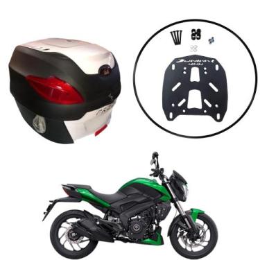 Imagem de Baú Moto Universal Awa 41 L + Suporte Sup Bajaj Dominar 400, Branco