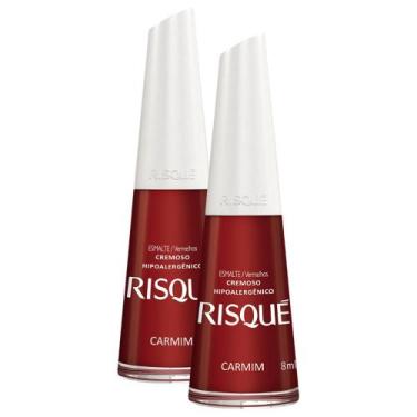 Imagem de Kit 2 Esmalte Risqué Vermelho Cremoso Carmim 8ml