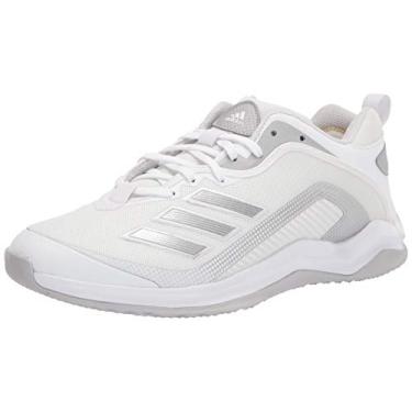 Imagem de adidas Tênis de beisebol masculino Fv9374, Branco/prata metálico/cinza claro, 45
