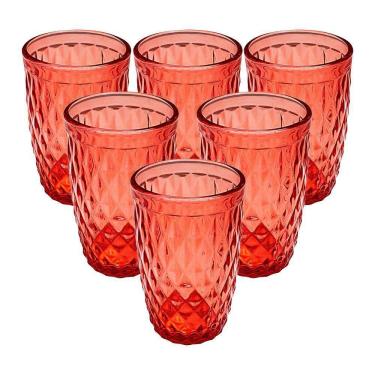 Imagem de Copos 6 Peças Bico De Abacaxi Vermelho 360Ml - Casambiente