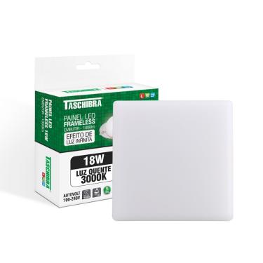 Imagem de Painel de Led Taschibra Frameless Quadrado Embutir 18W Bivolt 3000K Amarelo Quente