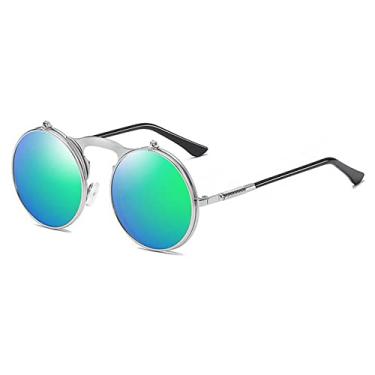 Imagem de Vintage Round Steampunk Sunglasses Man Woman Fashion Designer Sun Glasses Male Female Flip Punk Circle Oculos De Sol,9,China