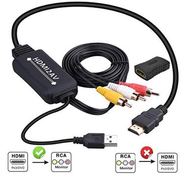 Imagem de Conversor HDMI para RCA, cabo HDMI para RCA, cabo adaptador HDMI 1080P para AV, suporta NTSC para TV Stick, Roku, Chromecast, Apple TV, PC, laptop, Xbox, HDTV, DVD etc.