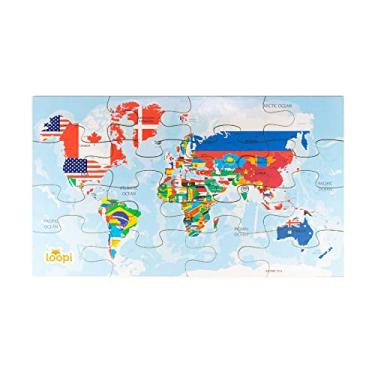 Imagem de Kits e Gifts Brinquedos Quebra Cabeça do Mapa Mundi - Inglês - P0018 - Loopi Toys, Cor: colorido