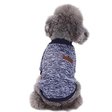Imagem de (XX-Small, azul marinho) - Pet Dog Clothes Malhas Dog Sweater Suave engrossamento quente Filhote de cachorro Camiseta Winter Puppy Sweater para caes