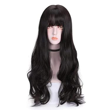 Imagem de Peruca de cabelo cacheado longo JAMBHALA para mulheres peruca ondulada fofa peruca sintética natural para dia/festa/cosplay 27 polegadas