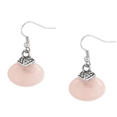 Imagem de Falari Natural Stone Oval Shaped Earring Rose Quartz