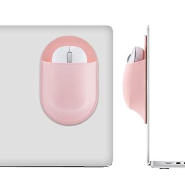 Imagem de Epessa Bolsa adesiva para mouse, suporte universal para mouses sem fio, adesivo reutilizável, sem resíduos de cola, compatível com iPad ou MacBook (rosa)