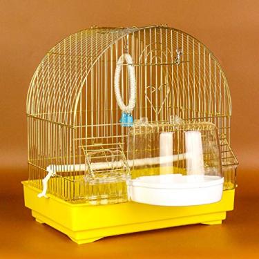Imagem de KIZQYN Gaiola de pássaros pequena para passarinho de veloço Lovebird portátil de tamanho pequeno pássaros gaiola de viagem animal de estimação casa com balanço e banheira gaiola de voo (Cor: B)