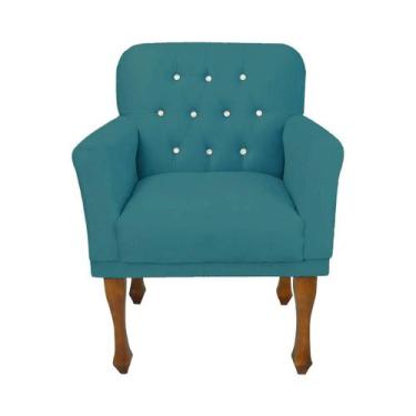 Imagem de Cadeira Poltrona Decorativa Para Quarto E Closet Anitta Suede Azul Tur