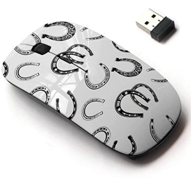 Imagem de Mouse sem fio 2.4G com design de padrão bonito para todos os laptops e desktops com nano receptor - ícone de sapato de cavalo