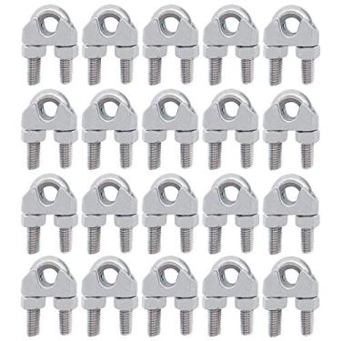 Imagem de Clipe de corda de arame, prendedor de corda Luckkyme, 20 peças, aço inoxidável, cabo de arame M6 de 1/4"