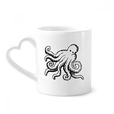 Imagem de Caneca com ilustração de desenho animado de polvo da vida marinha caneca de café cerâmica copo de coração de vidro
