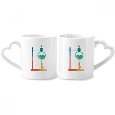 Imagem de Frasco redondo aquecido com fundo de química casal conjunto de canecas de porcelana copo de cerâmica coração alça