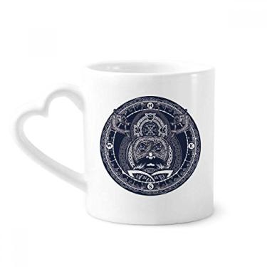 Imagem de Caneca com estampa de arte em círculo de bússola de café cerâmica copo de coração de vidro