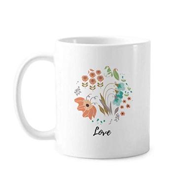 Imagem de Caneca de cerâmica com flor verde laranja para pintura em cerâmica para café e porcelana