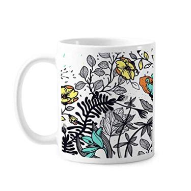 Imagem de Caneca de cerâmica para desenho de flores de camélia de arte moderna xícara de porcelana de café